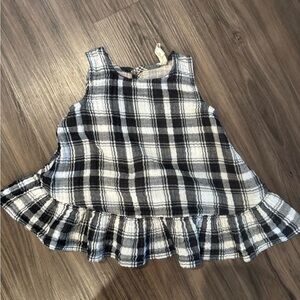 TUCKER + TATE Plaid Sleeveless Long Shirt with Ruffle Hem
